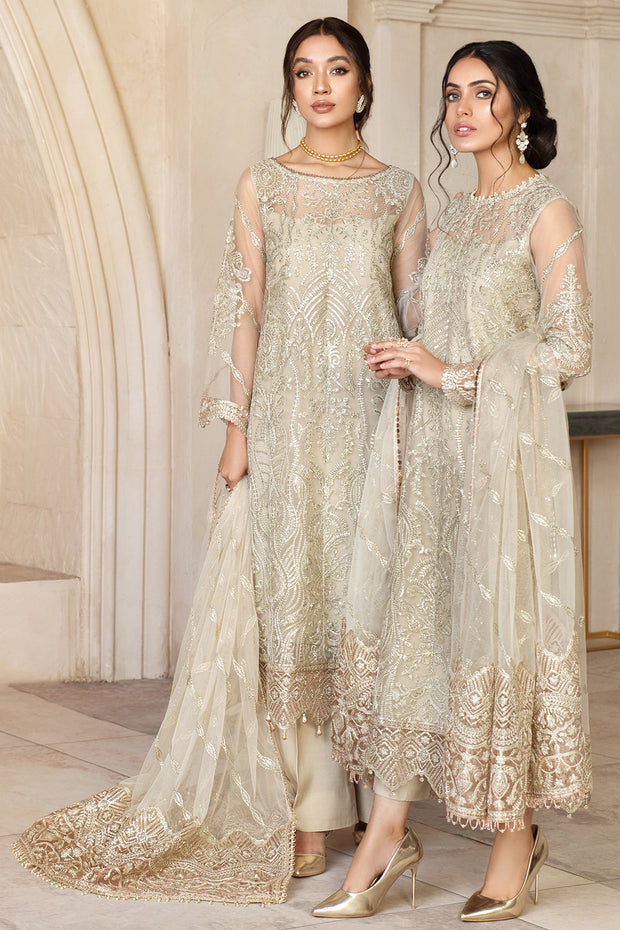 Elegant Sequins Embroidered Net Dress in Classic Color