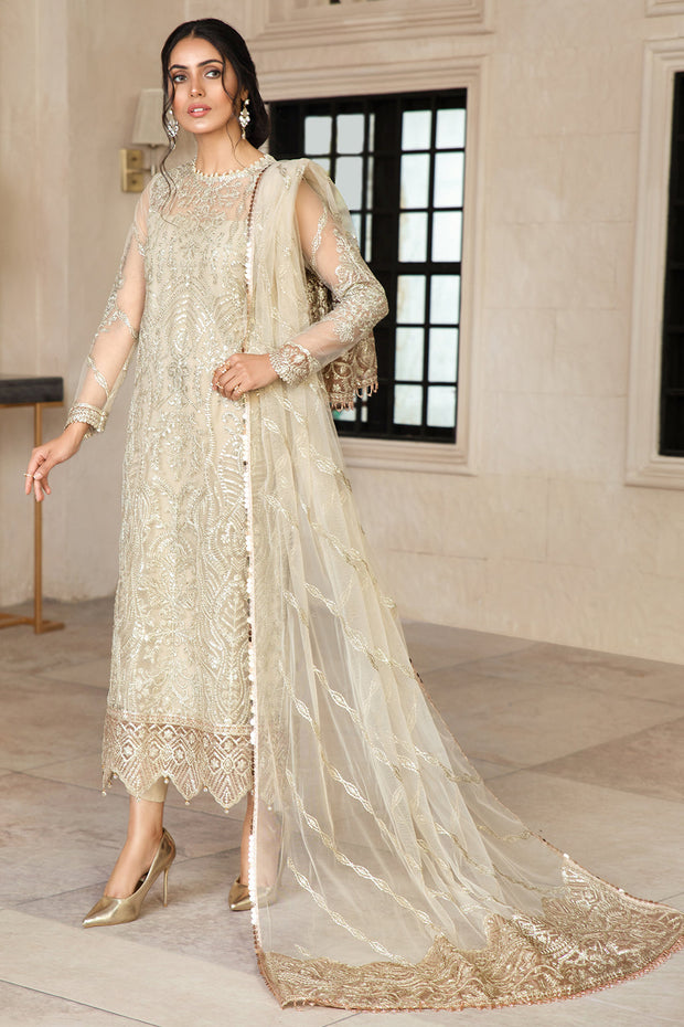 Elegant Sequins Embroidered Net Dress in Classic Color