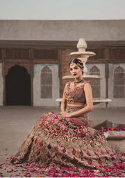Pakistani Bridal Dress with Embellished Raw Silk Lehnga