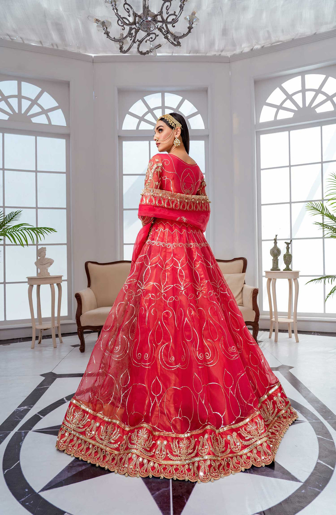 Elegant Embroidered Organza Maxi