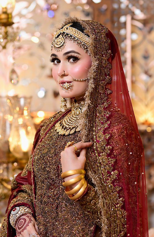 Stunning Pakistani Bridal Lehenga with Net Veil and Shawl
