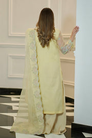 Lime Embroidered Organza Ensemble With Dupatta Pakistani