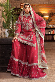Ruby Red Pakistani Bridal Suit with Heavy Embellishments