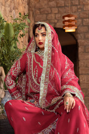 Ruby Red Pakistani Bridal Suit with Heavy Embellishments