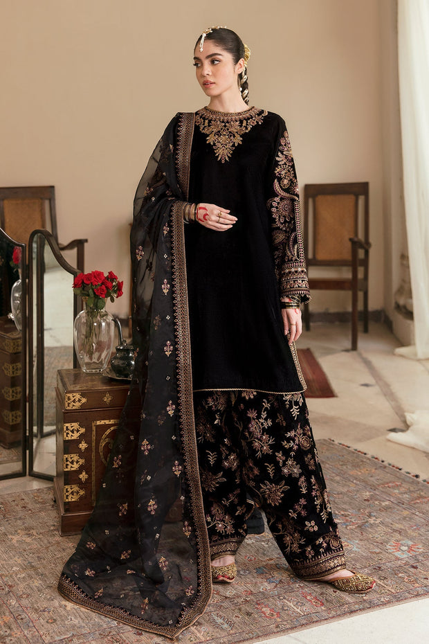 Embroidered Velvet Dress
