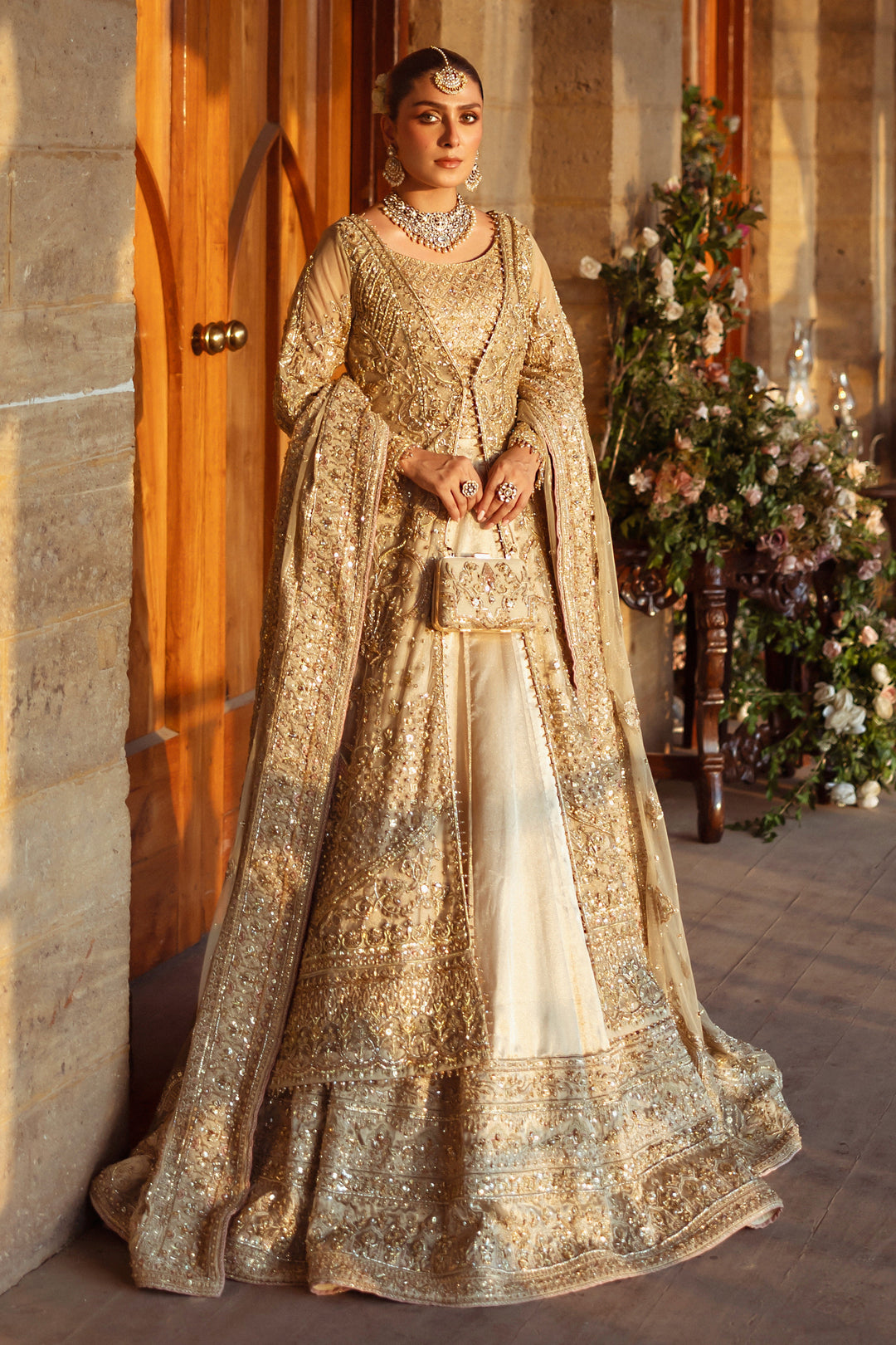 Exquisite Pakistani Bridal Dress with Hand Embroidery & Gown