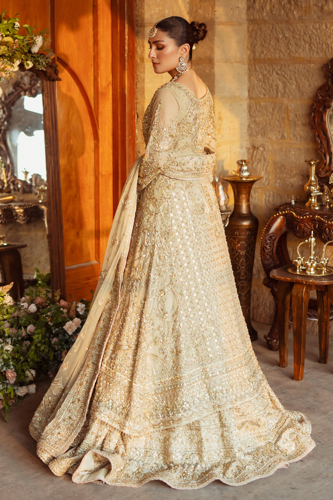 Exquisite Pakistani Bridal Dress with Hand Embroidery and Gown