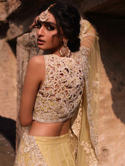 Pakistani Bridal Wear: Yellow Organza Choli & Lehenga