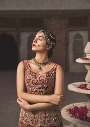 Pakistani Bridal Dress with Embellished Raw Silk Lehnga