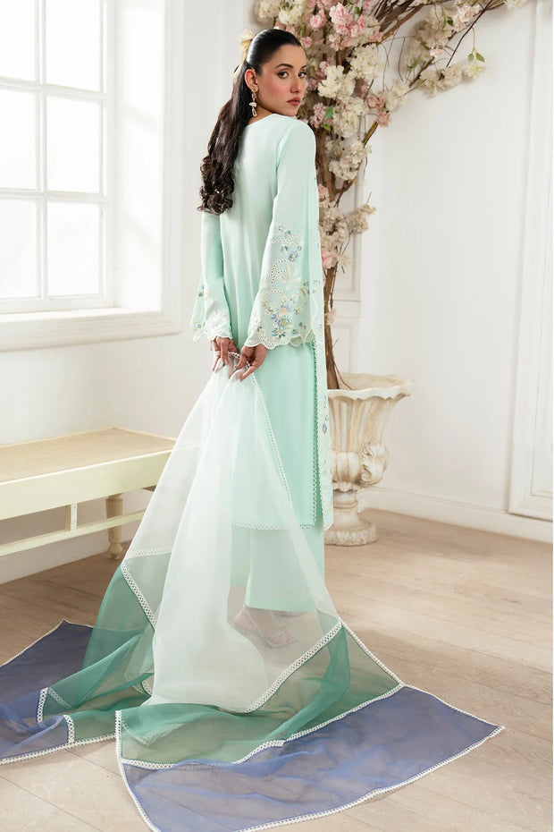 Embroidered Cotton Shirt And Trouser Set With Dupatta 3A36