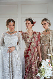 Champagne Pakistani Bridal Outfit with Intricate Embroidery