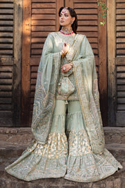 Pistachio Pakistani Bridal Dress with Heavy Embellishments