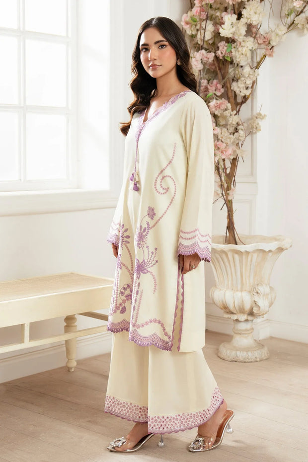 Embroidered Cotton Shirt And Trouser Set 6E61