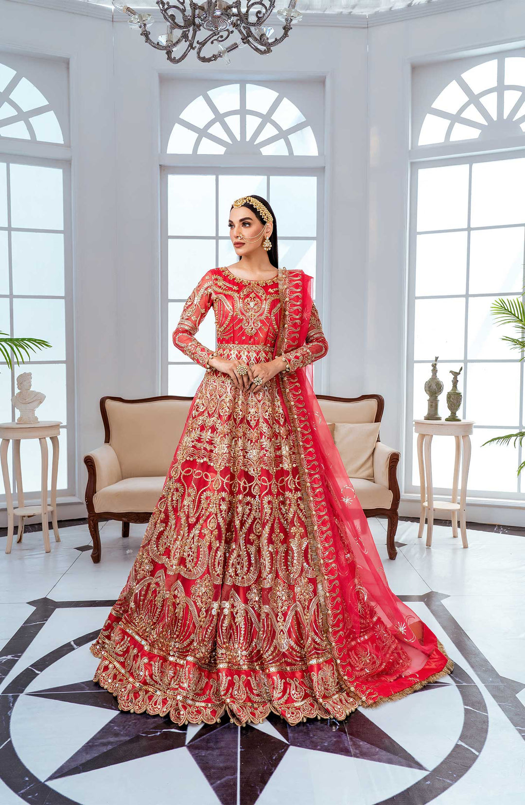 Elegant Embroidered Organza Maxi