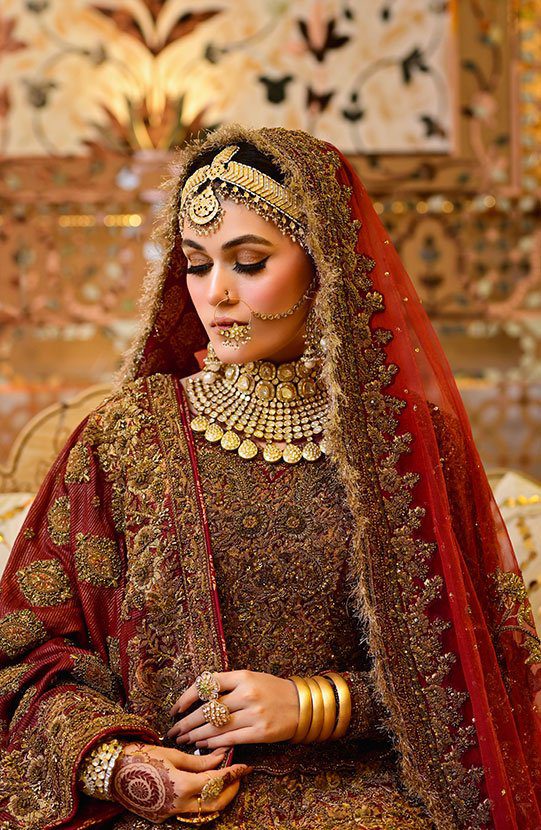 Stunning Pakistani Bridal Lehenga with Net Veil and Shawl