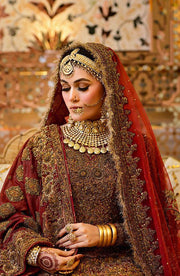 Stunning Pakistani Bridal Lehenga with Net Veil and Shawl