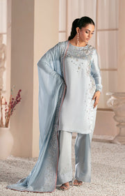 Elegant Silver Grey Pakistani Party Dress for Celebrations