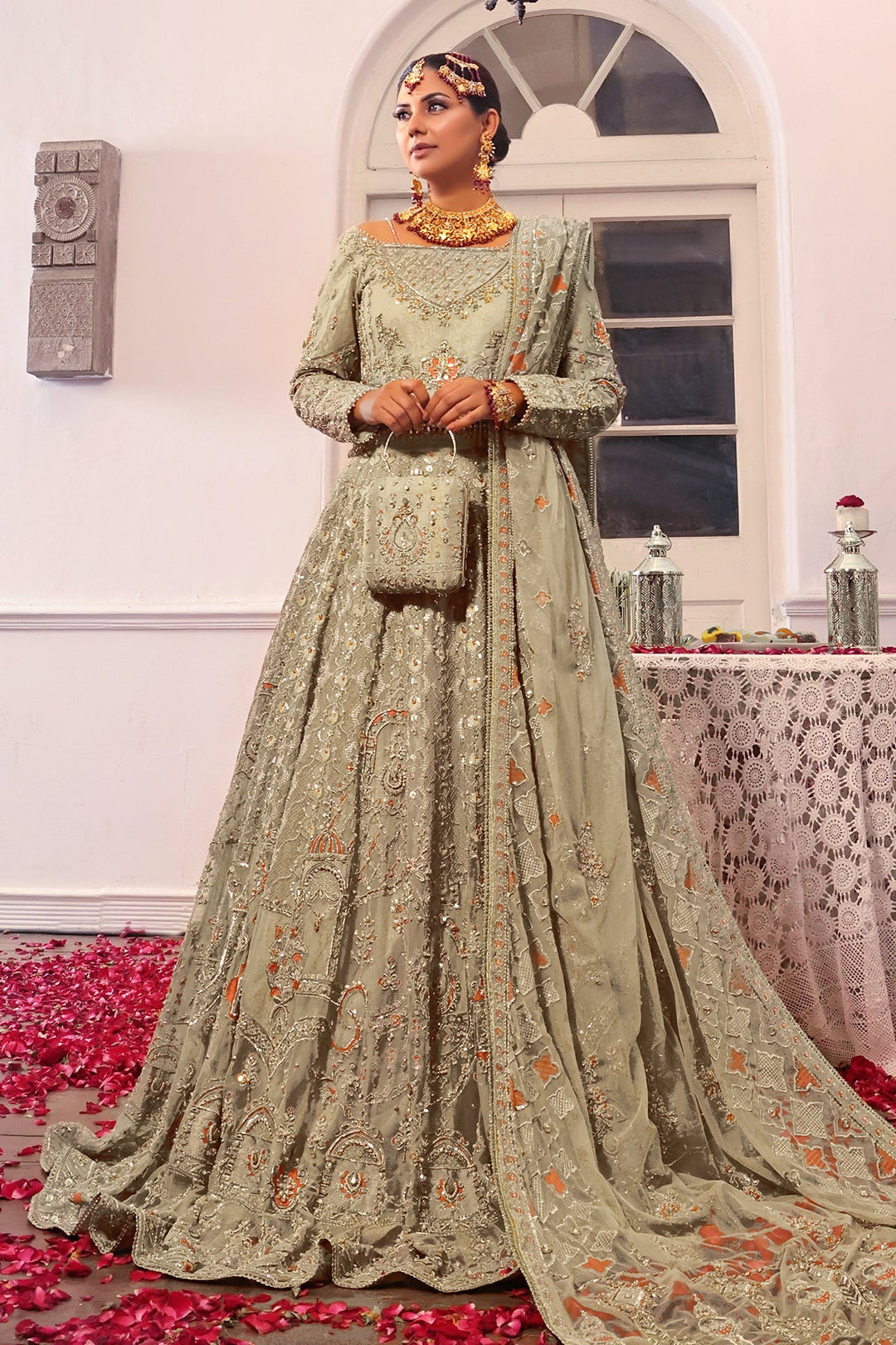 Exquisite Pakistani Bridal Dress with Heavy Embroidery and Sequin