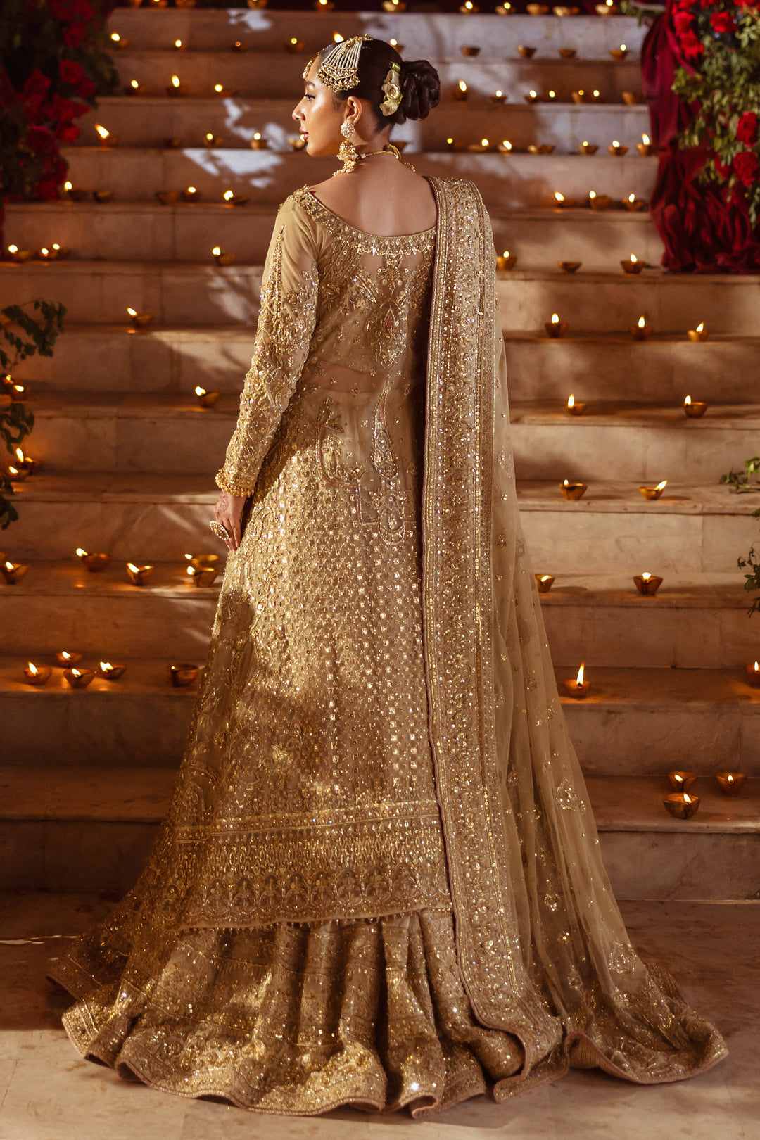 Exquisite Pakistani Bridal Dress with Hand Embroidery & Gown