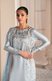 Elegant Silver Grey Pakistani Party Dress for Celebrations