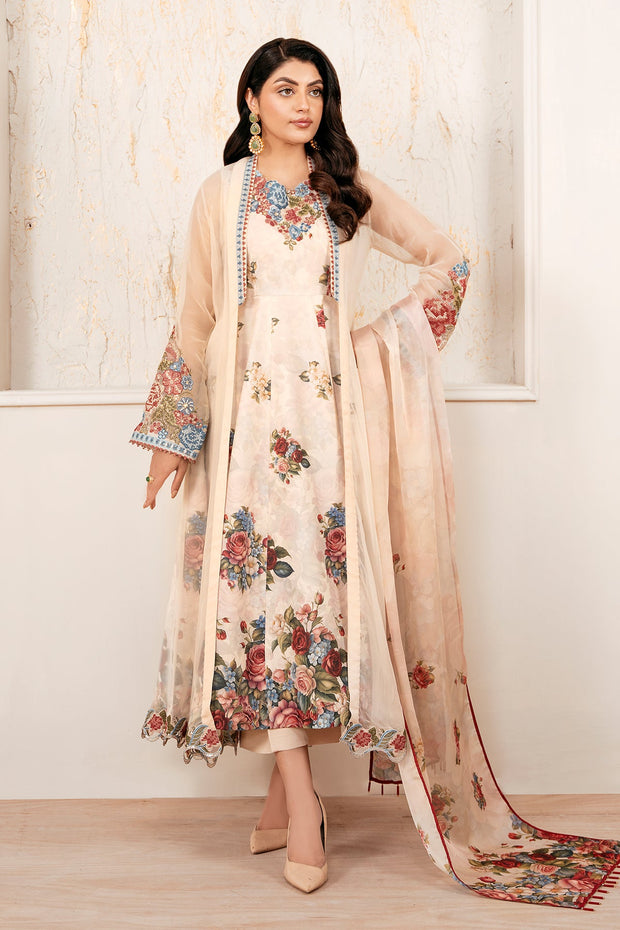 Embroidered Chiffon A-Line Dress