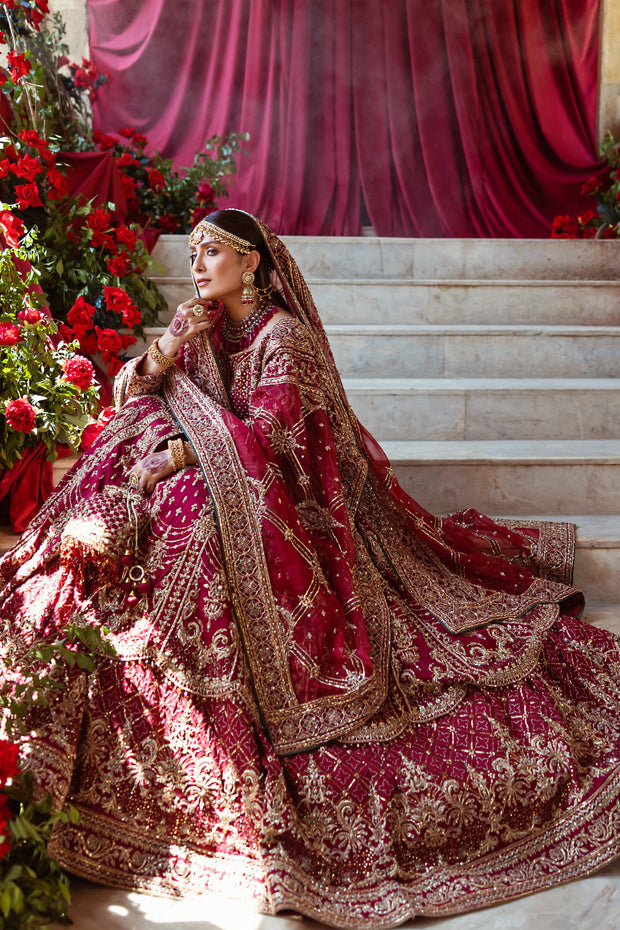 Lavish Pakistani Bridal Dress with Heavy Embellishments and Dupat