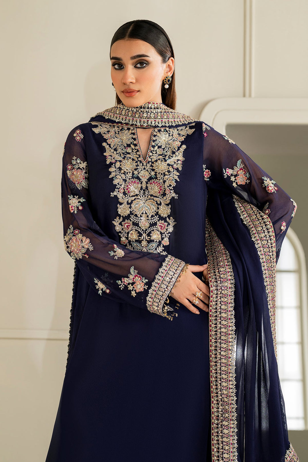 Coordinated Chiffon Shirt and Dupatta Set