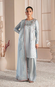 Elegant Silver Grey Pakistani Party Dress for Celebrations
