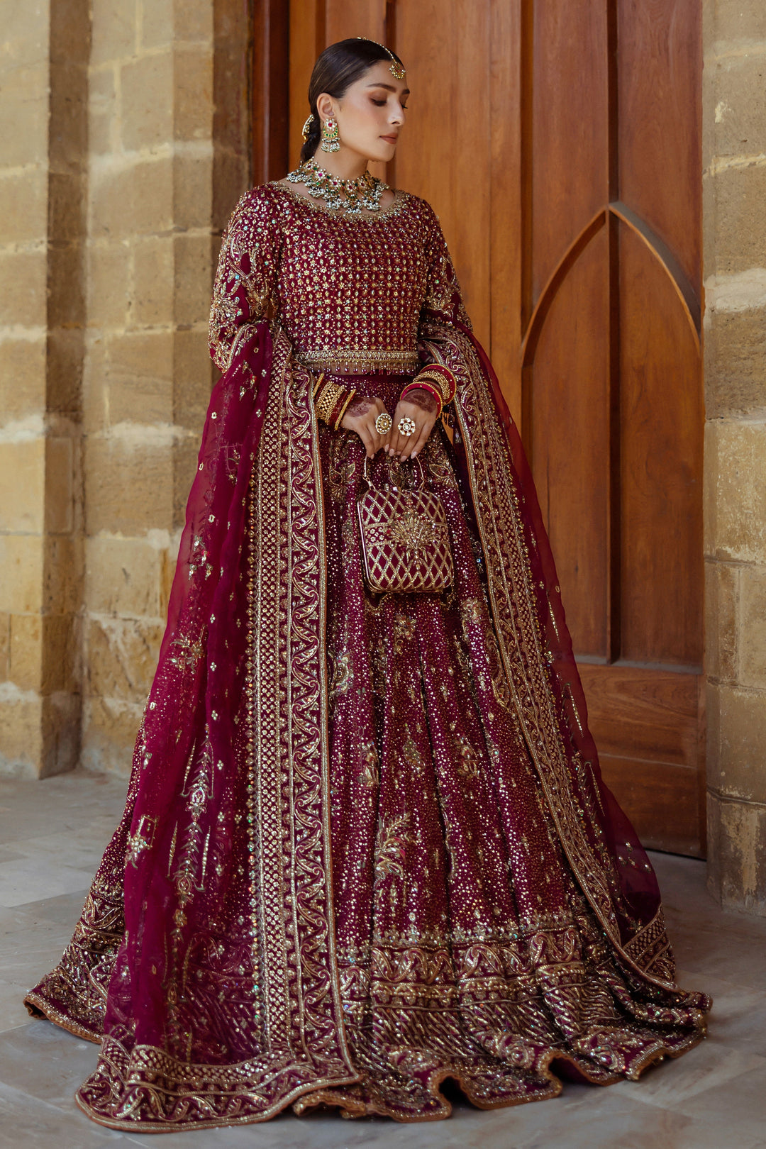 Plum Pakistani Bridal Dress - Stunning Bridal Lehenga