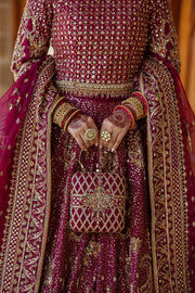 Elegant Plum Pakistani Bridal Dress with Heavy Embroidery