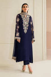 Elegant Embroidered Chiffon Trouser Ensemble