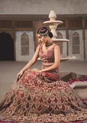 Pakistani Bridal Dress with Embellished Raw Silk Lehnga