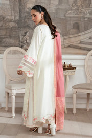 Embroidered Cotton Shirt And Trouser Set With Shawl