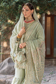 Pistachio Green Pakistani Bridal Dress with Heavy Embellishments