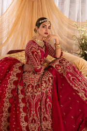 Fuchsia Red Pakistani Bridal Dress with Intricate Embroidery