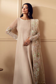 Pakistani Party Dress in Ivory Chiffon