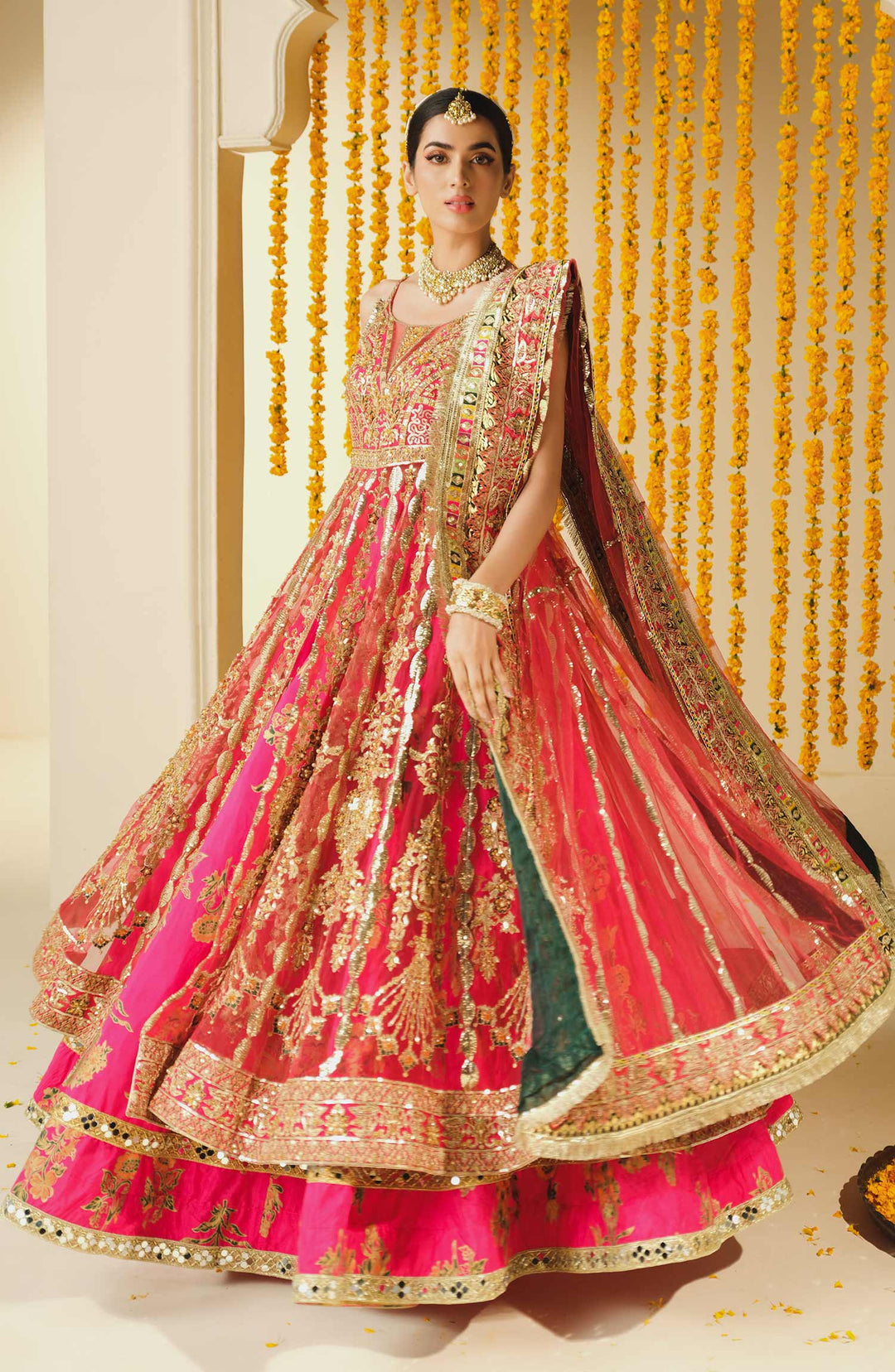 Elegant Embroidered Net Pakistani Bridal Outfit