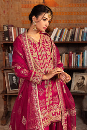 Berry Pink Pakistani Bridal Dress with Heavy Embellishments