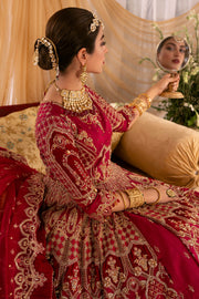 Fuchsia Red Pakistani Bridal Dress with Intricate Embroidery