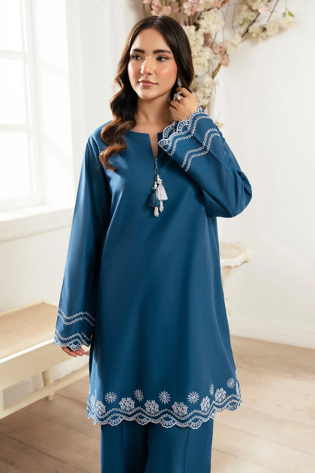 Embroidered Cotton Shirt And Trouser Set 6E61