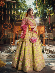 Pakistani Bridal Dress in Green with Embellished Dupatta