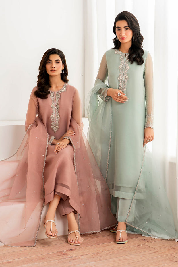 Chiffon Shirt and Organza Dupatta Set