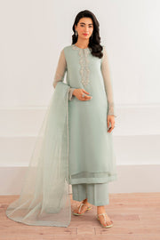 Embroidered Chiffon Shirt with Organza Dupatta