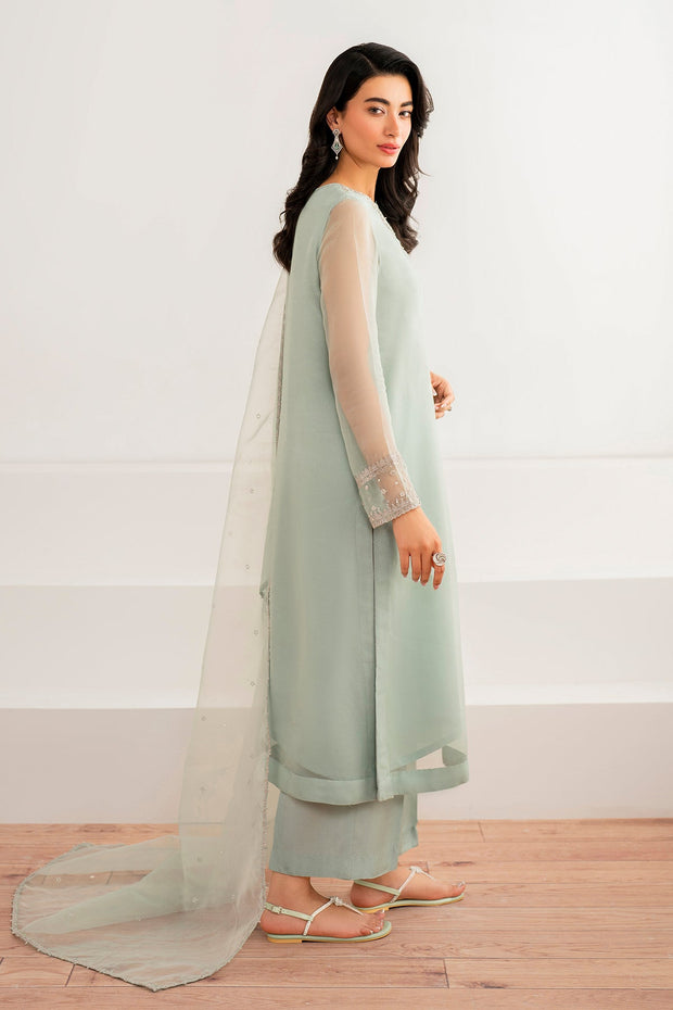 Chiffon Shirt and Organza Dupatta Set