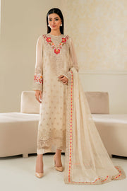 Ivory Embroidered Chiffon Shirt and Trouser Set