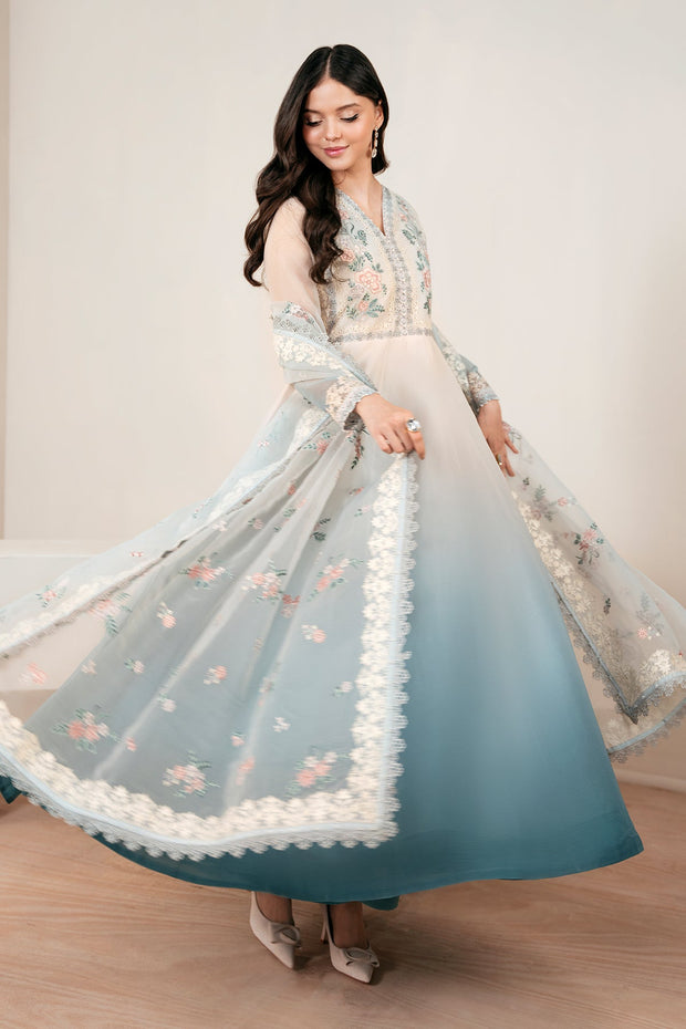 Chiffon Frock with Embroidered Bodice and Sleeves