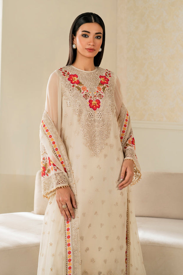 Elegant Ivory Chiffon Shirt and Matching Dupatta