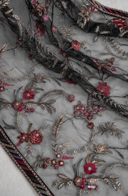 Elegant Embroidered Chiffon Frock with Trouser & Dupatta
