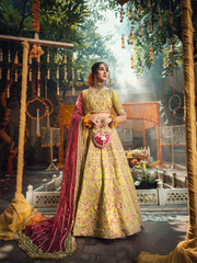 Pakistani Bridal Dress in Green with Embellished Dupatta