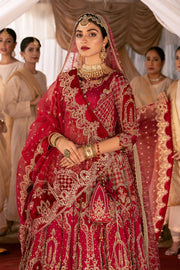 Fuchsia Red Pakistani Bridal Dress with Intricate Embroidery
